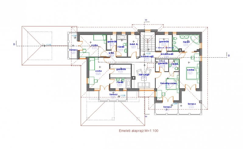 családi ház alaprajz, emelet