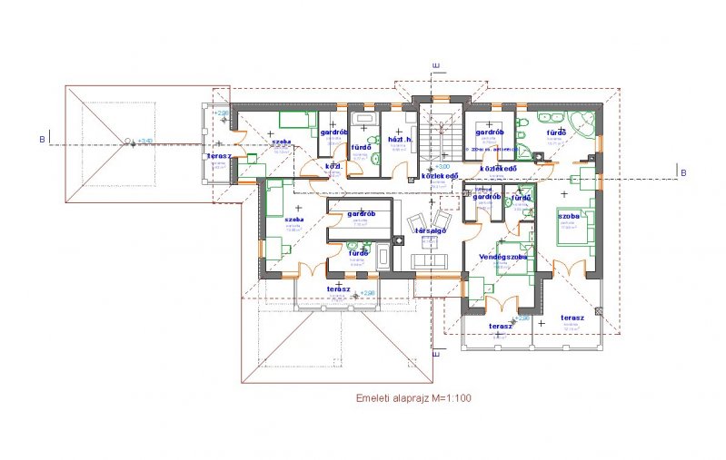 villa, emeleti alaprajz