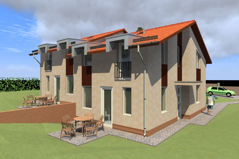 modern ikerház tervezés, látványterv