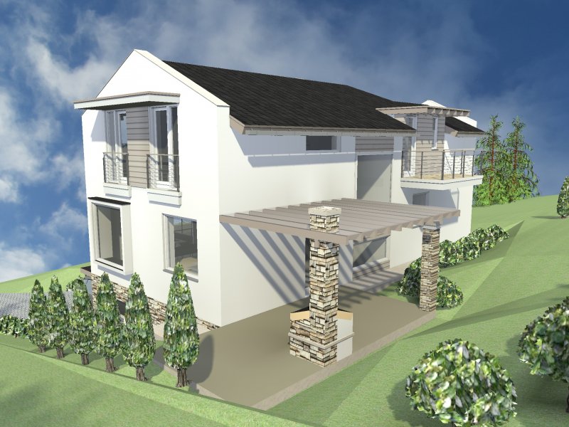 nyitott modern terasz látványterv