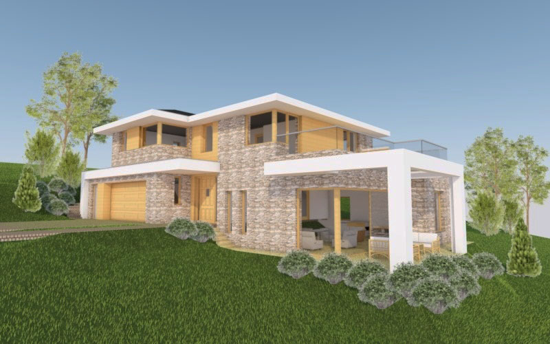 családi ház, számítógépes 3d terv