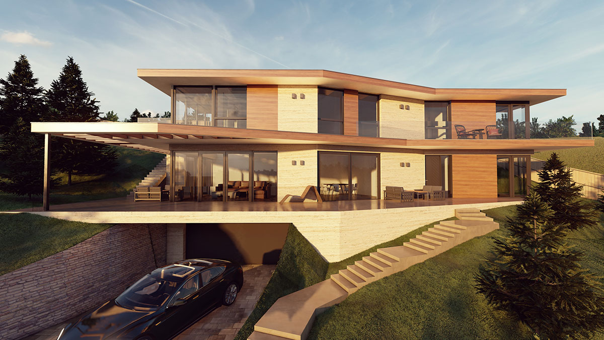 kétszintes modern családi villa