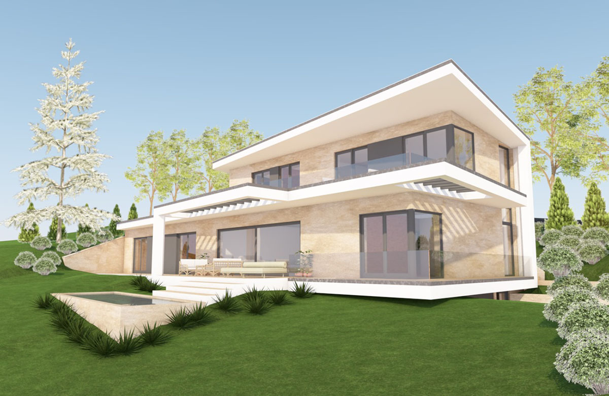 modern többszintes családi ház