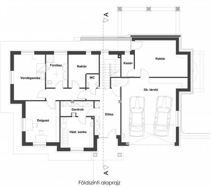 többszintes családi ház, földszint alaprajz