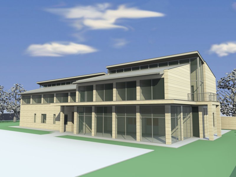 modern irodaház, számítógépes látványterv