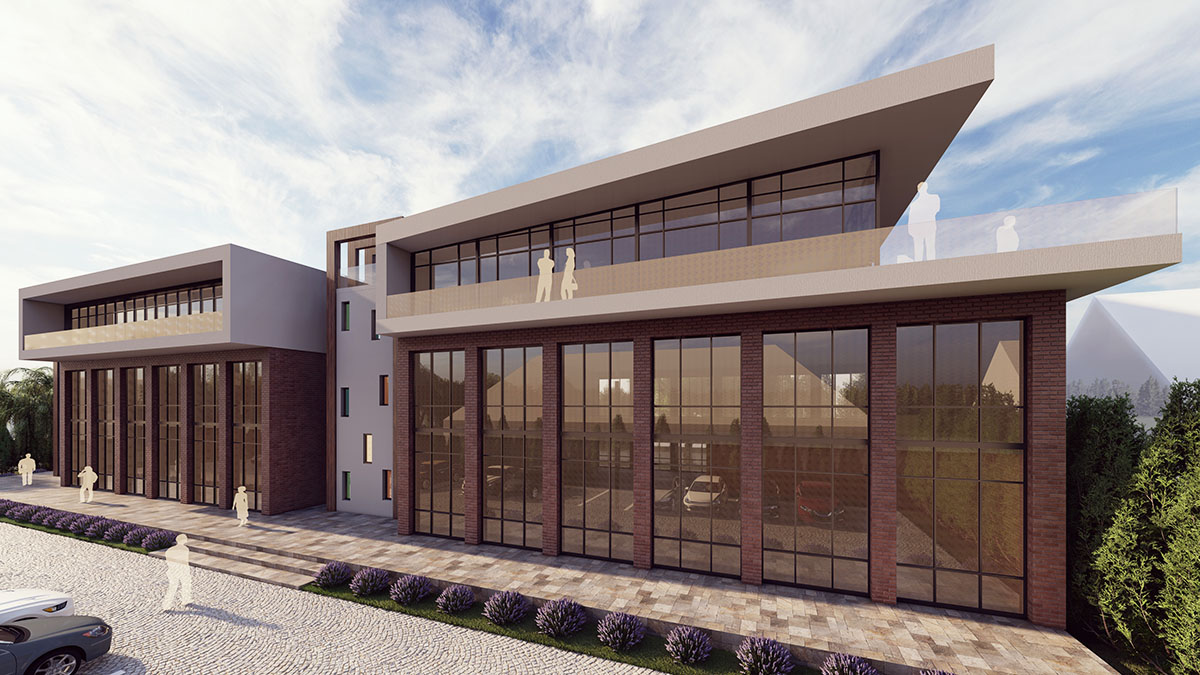 modern minimál stílusú irodaház