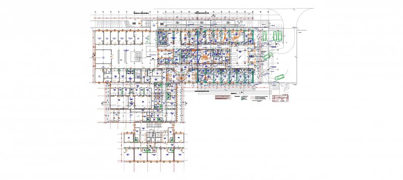 kórház főépület új szárnyához bővítési terv, alaprajz
