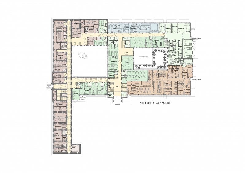 kórház tervezés alaprajz, földszint