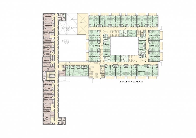 kórház tervezés alaprajz, emelet