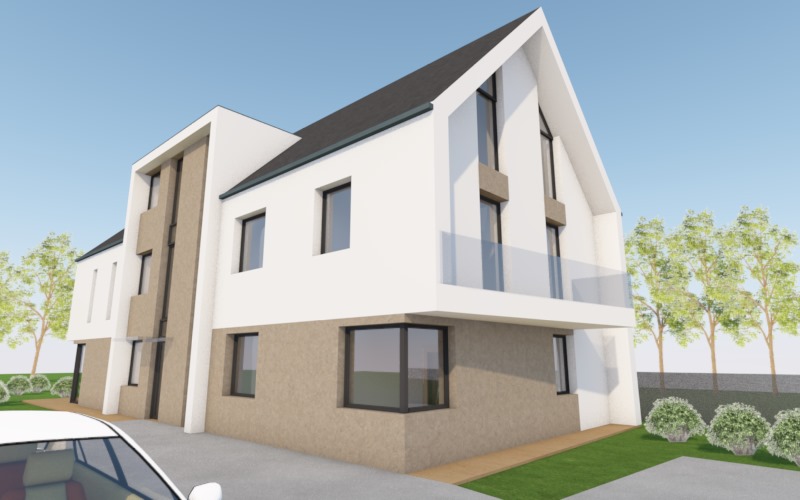 3d terv, modern társasház
