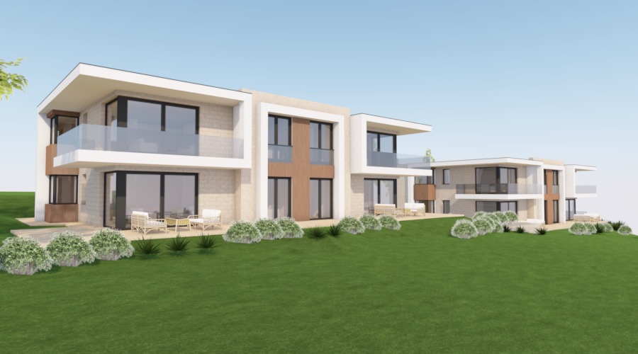 építészeti tervezés, modern minimál társasház