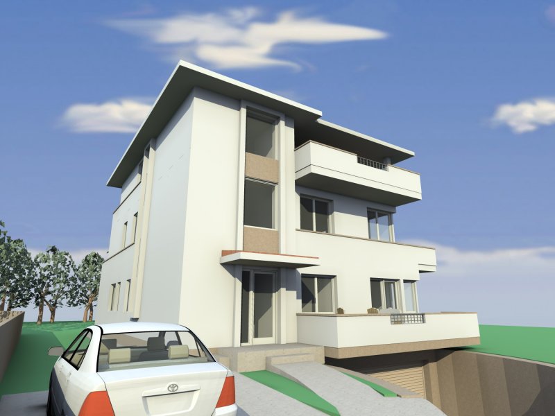 háromszintes társasház tervezés, előzetes látványterv