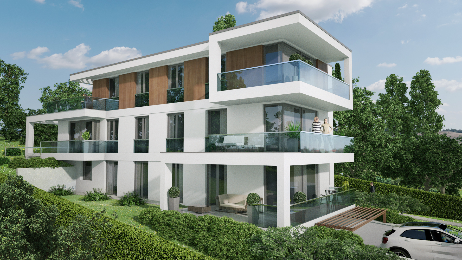 zöldövezeti társasház, háromszintes, négylakásos