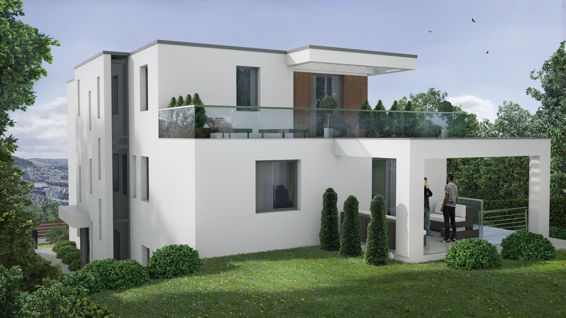 modern társasház terv, minimál dizájnnal