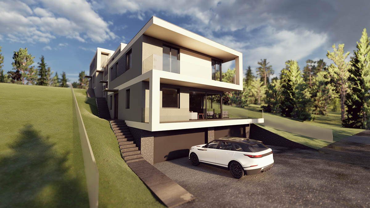 3d társasház látványterv